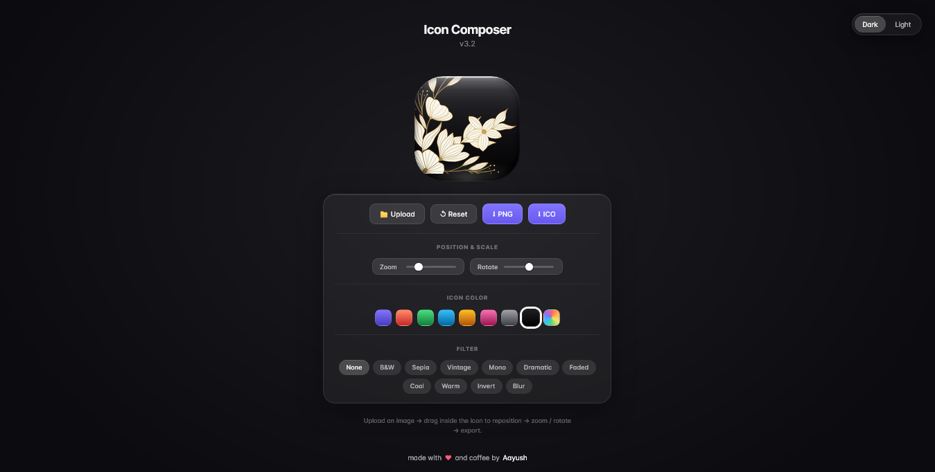 Icon Composer — macOS-style icon studio by Aayush Sharma